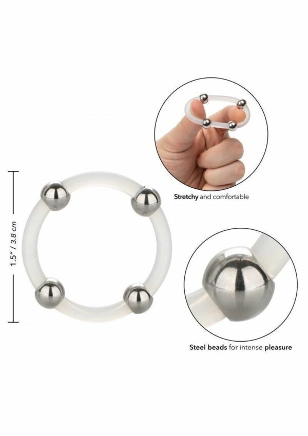 Anello Fallico in Silicone con Perline in Acciaio Large