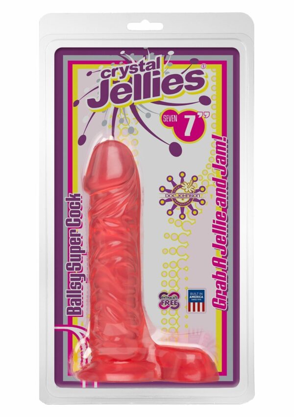 Dildo Super Cock Balls di Crystal Jellies Pink