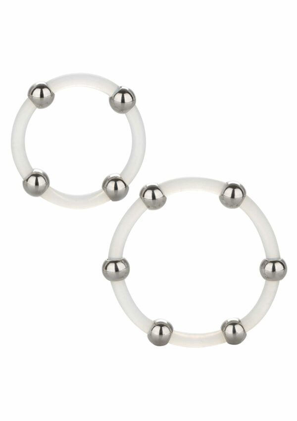 Set 2pz Anelli Elastici con perline in acciaio
